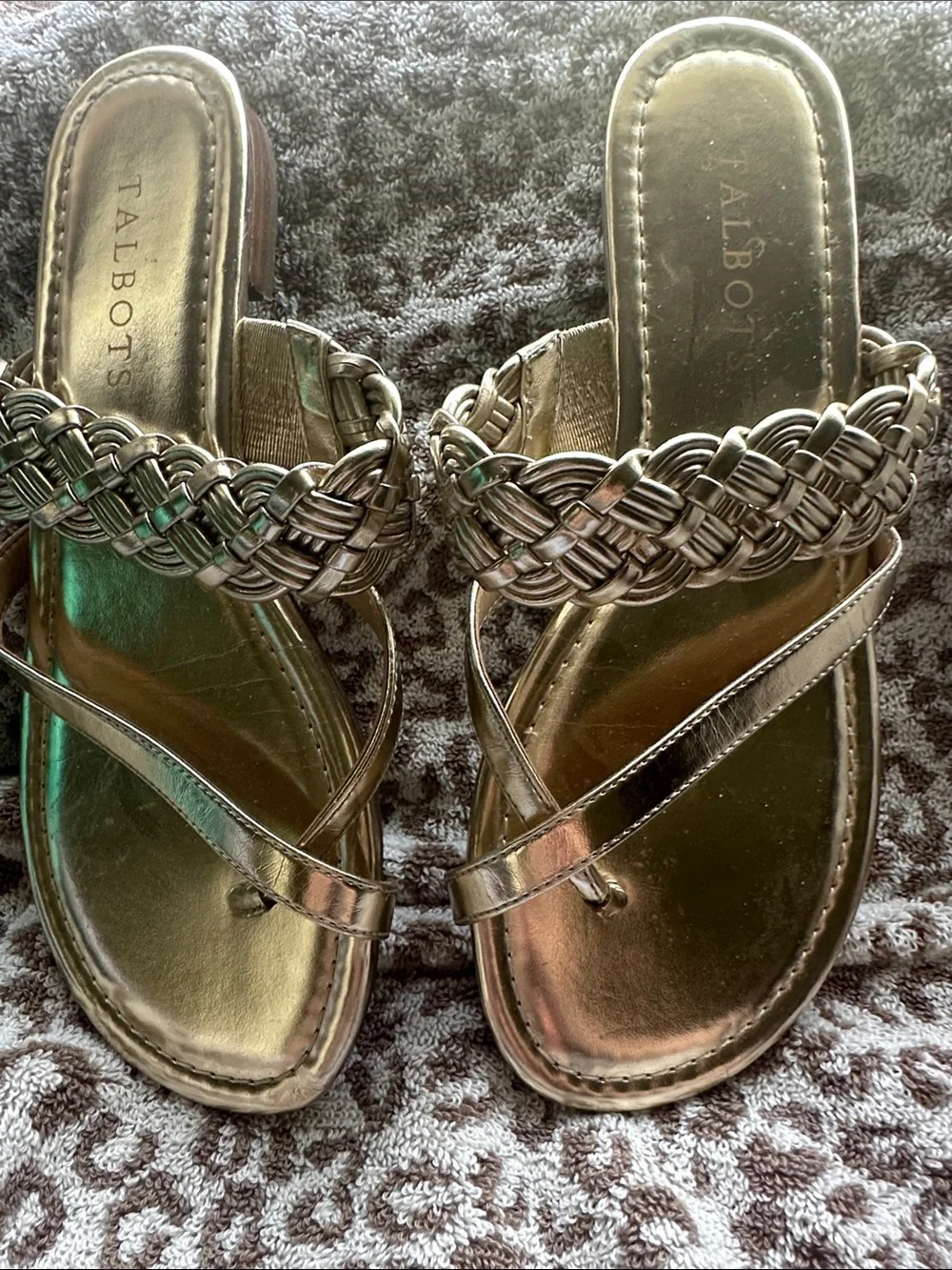 Talbots Metallic Bronze Braided Slide Sandals